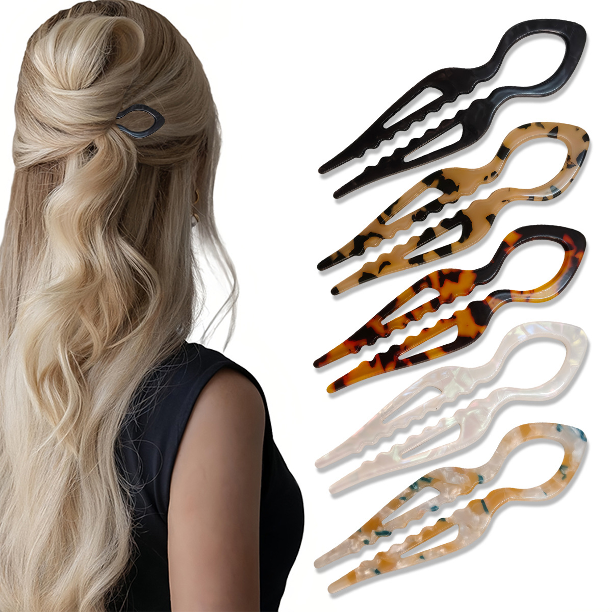 Women Accessories Trending - U 字型ヘアスティックべっ甲アクリル滑り止めヘアピン女性のためのヘアスティックおだんごコームアセテートヘアクリップヘアアクセサリー