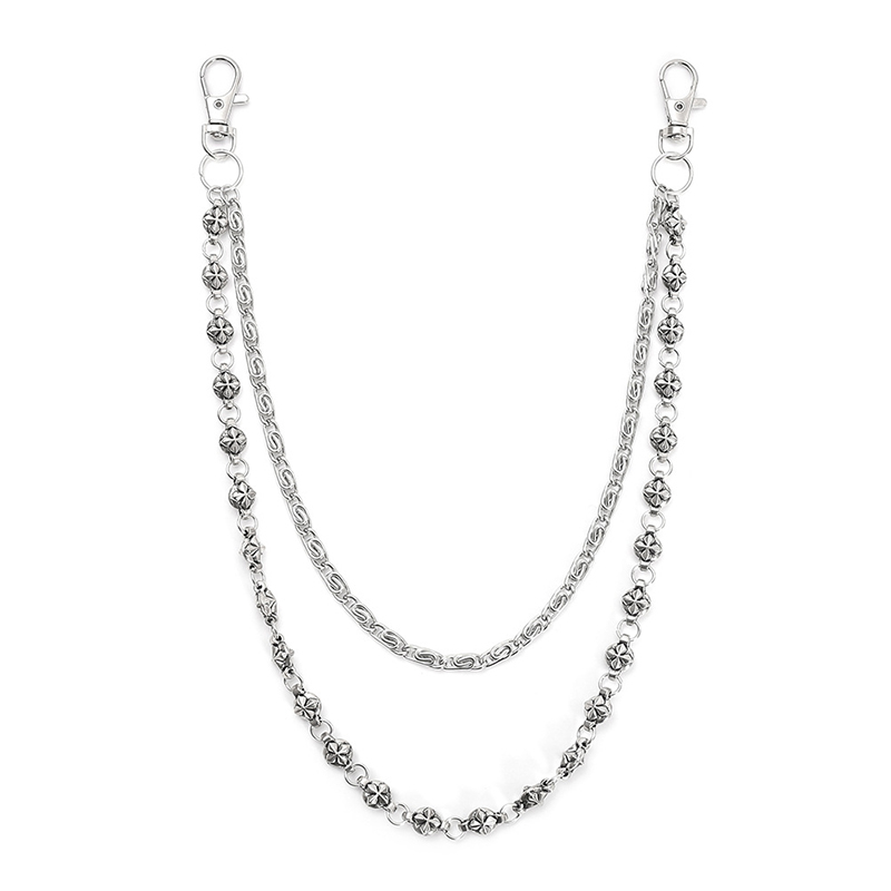 Women Accessories Pk - トレンディなヒップホップ二重層ジーンズチェーン キーチェーン付き ユニセックス ウエストアクセサリー メンズ&レディース用
