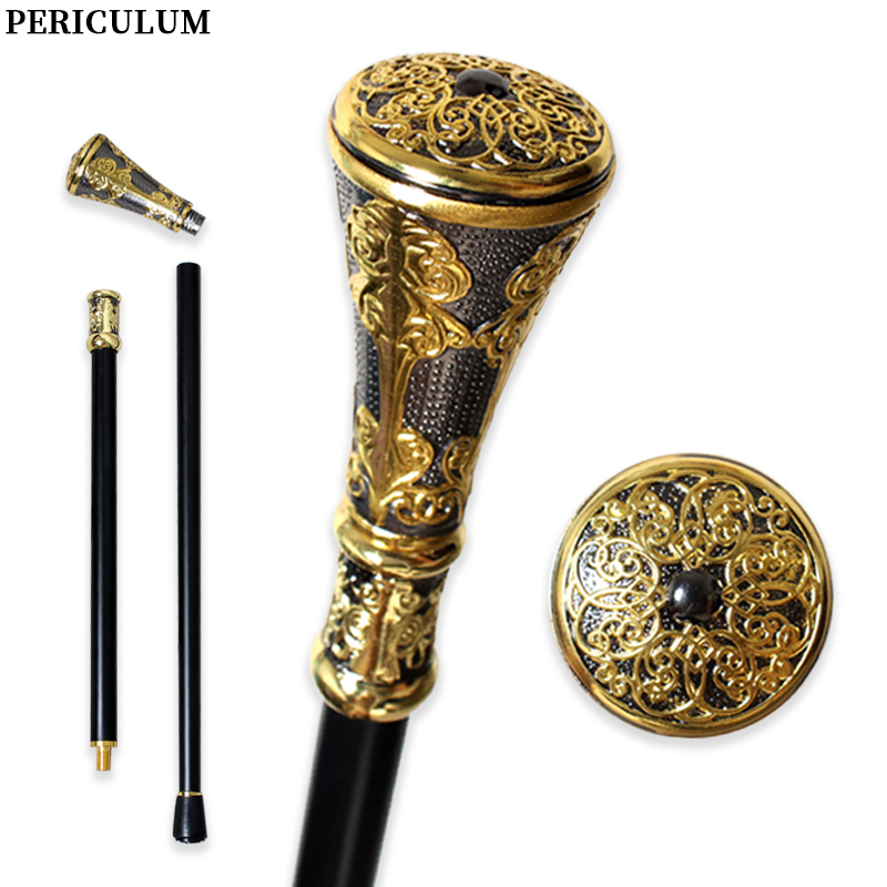 Women'S Accessories Louis Vuitton - ビクトリア朝風ブラックゴールド花柄彫刻入りウォーキングケーン、取り外し可能なハンドル付き、男女兼用コスプレ小道具、杖