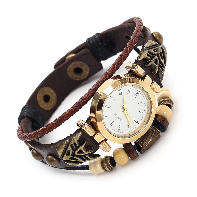 Women Accessories Pk - ヴィンテージレザークォーツ時計ヒップホップパンクユニセックス腕時計牛革ブレスレット男性女性ストリートアクセサリー