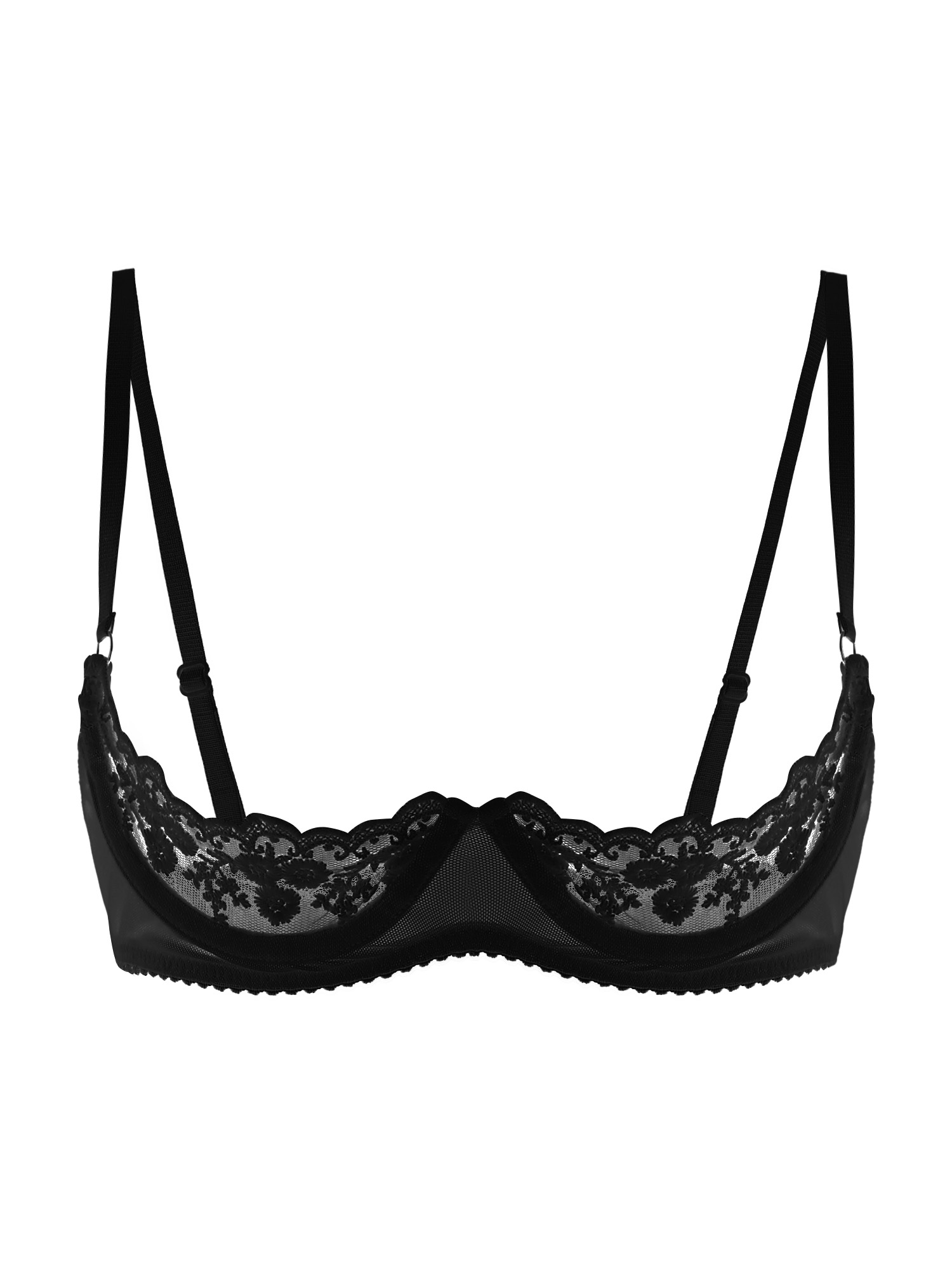 Accessories Woman - 女性用セクシーオープンカップブラ、透け感のあるレース、露出乳首ブラジャー、調節可能なストラップ、ランジェリー下着、カップルゲーム用ナイトウェア