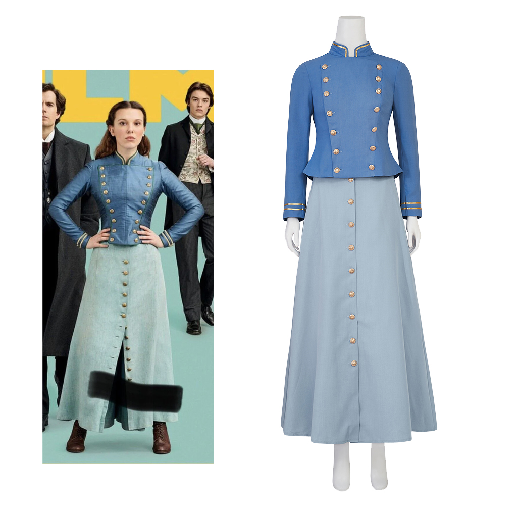 Women'S Accessories Louis Vuitton - 映画コスプレエノラホームズ 2 コスプレ衣装ブルードレス女性エノラヴィンテージビクトリア朝のドレスセットレトロハロウィン衣装