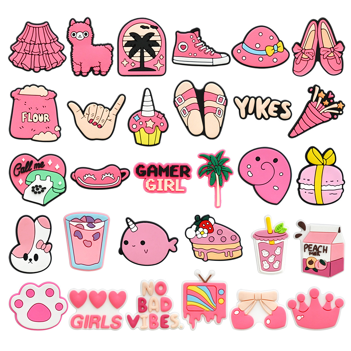 Women'S Accessories For Crocs - 女性のためのピンクの靴の装飾,ピンアクセサリー,かわいいブレスレット,リストバンド,DIY,女の子,パーティーギフト