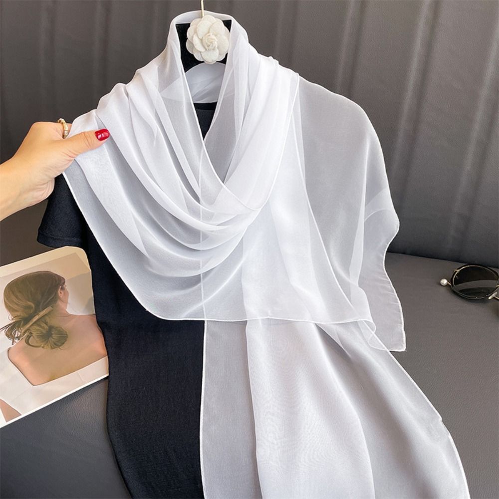 Accessories Brand For Women - 日焼け止めシフォンスカーフ蓮の葉高級ブランドデザイナーシミュレーションシルクスカーフビーチスカーフ夏の女性用アクセサリー