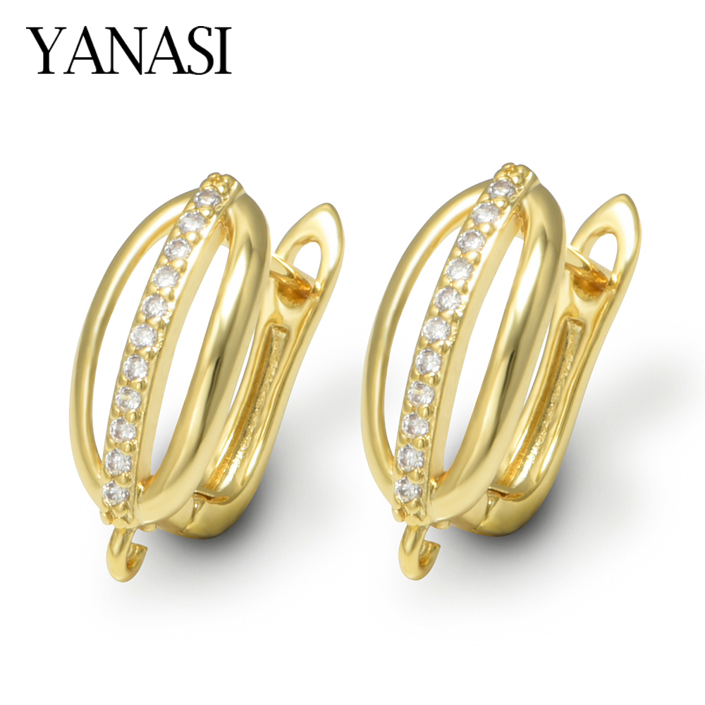 Women Accessories For Hand - 1ペア18K金メッキ真鍮CZ女性用イヤリングアクセサリーDIY手作り抗アレルギージュエリーパーツ