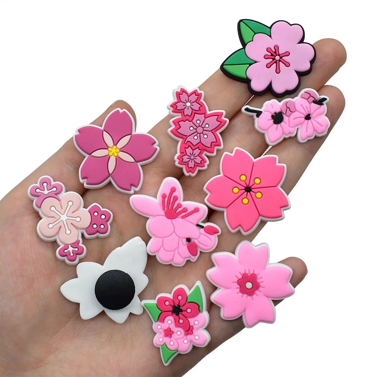 Women'S Accessories For Crocs - かわいいピンクの花の靴チャームクロックスピンアクセサリー装飾ブレスレットリストバンド PVC ピン女性パーティーギフト