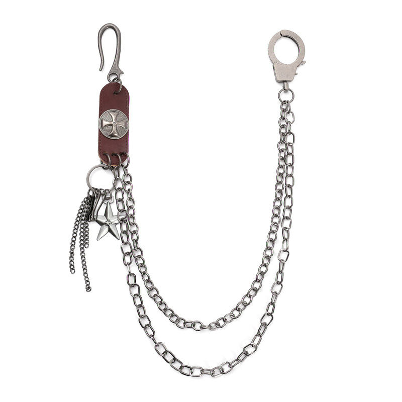 Women Accessories Pk - 男性と女性のためのパンクスティート牛革キーホルダー,クロススターアクセサリー,ロック,ゴス,パンツ,ウエストベルト,ジーンズのチェーン,ジュエリー