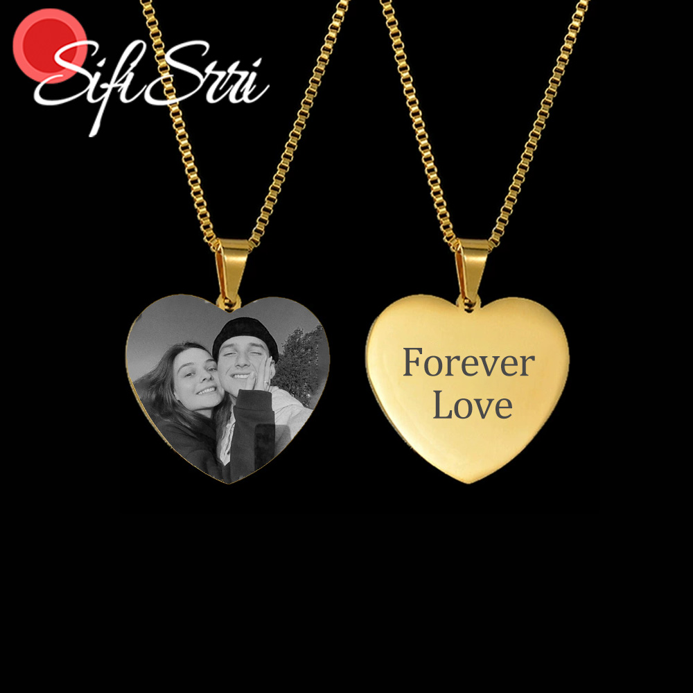 Women Accessories Gift Box - Sifisrri 彫刻画像名ハートペンダントネックレス女性男性ステンレス鋼ジュエリー安全運転パーソナライズされたカップルギフト