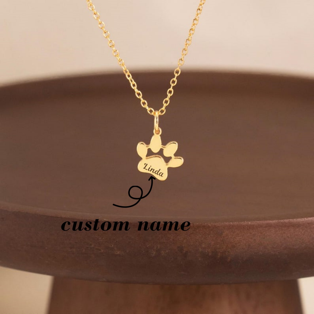 Women Accessories Gift Box - カスタムネームネックレスパーソナライズされた足跡ネックレスチェーンステンレス鋼素敵な猫犬足跡ペットネックレスジュエリーギフト女性用