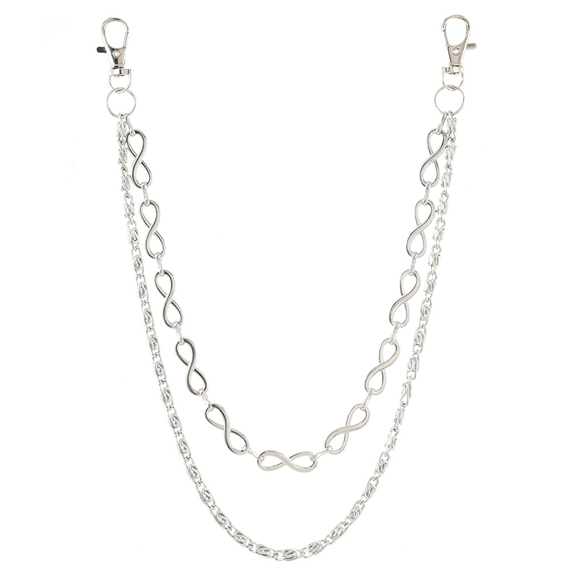 Women Accessories Pk - パンクスタイル二層ジーンズチェーンアクセサリーキーチェーン付き男性&女性用エッジの効いたベルト装飾