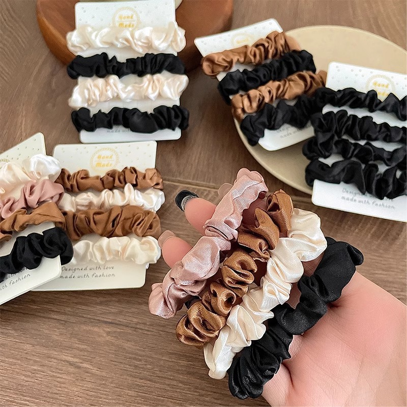 Accessories Brand For Women - 女性用サテンシルクヘアシュシュ,単色,シンプル,伸縮性,ヘアバンド,輪ゴム,アクセサリー,高級ブランド,3個セット