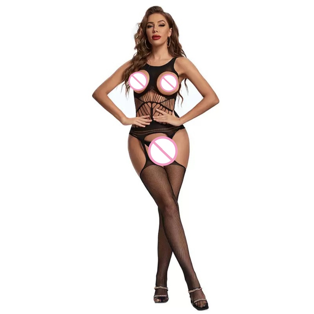 Accessories Woman - クロッチレスボディスーツ 透明ボディストッキング セクシーボールドスーツ オープンブラ衣装 エロティックコスチューム セクシーフィッシュネットランジェリー