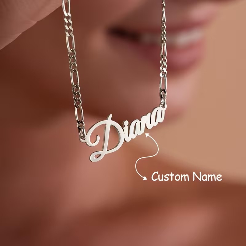 Women Accessories Gift Box - カスタマイズされたフィガロチェーンネックレス、名前入りパーソナライズステンレススチールジュエリー、女性男性へのギフト