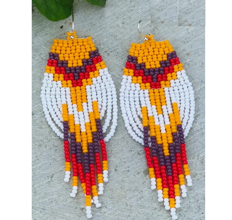 Tassel Earrings Boho - ZGMXR ライスビーズイヤリング幾何学グラデーションカラータッセル手織り合金女性ファッションシンプルなボヘミアビーズイヤリング