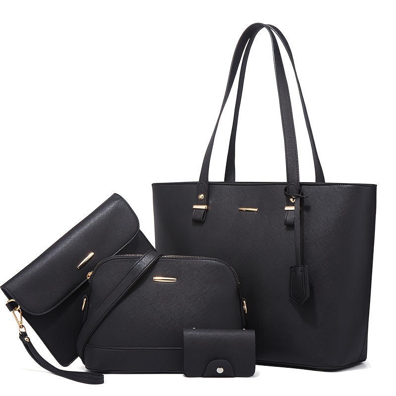 Women'S Accessories For Suit - 4点セット ファッション レディースバッグセット 無地 トートバッグ レトロ
