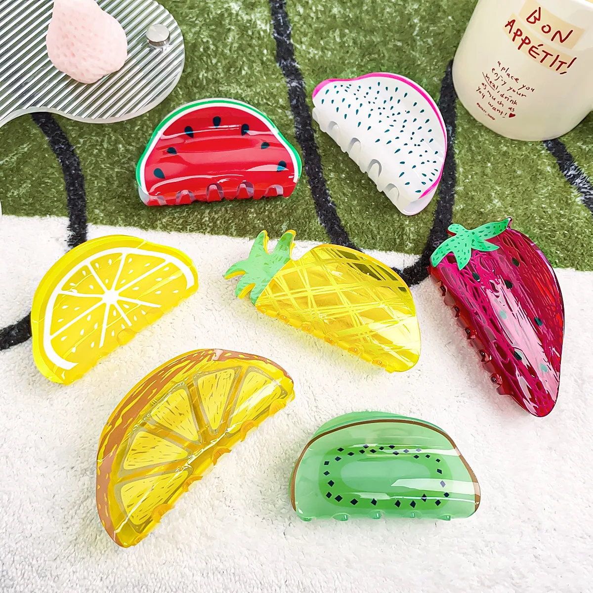 Accessories Brand For Women - アクリルヘアクリップ,フルーツレモンヘアクリップ,韓国版,ラグジュアリーブランド