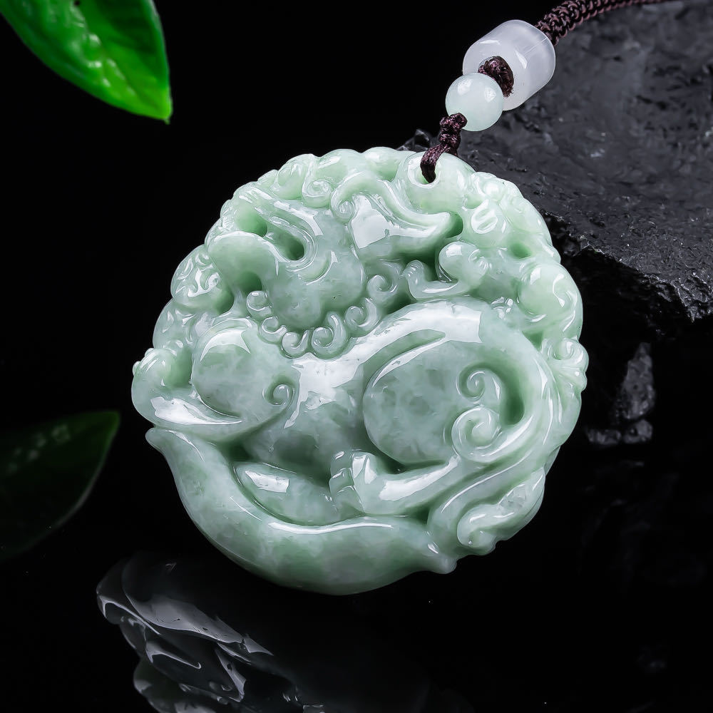 Accessories Woman - 天然ミャンマー翡翠貔貅ペンダントネックレス彫刻お守りファッション本物の翡翠のお守りアクセサリーデザイナーギフト女性のための