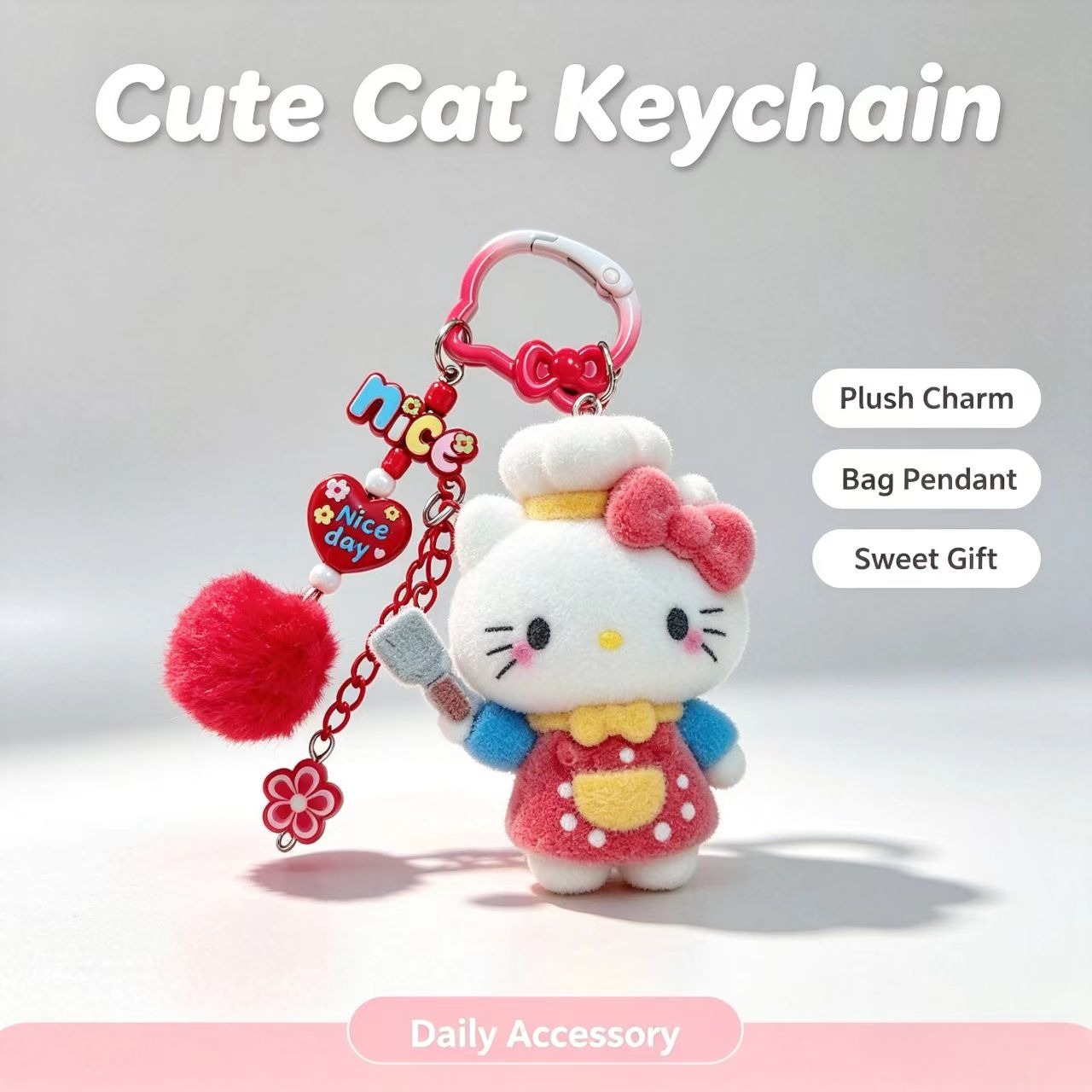 ファッションフロック猫キーホルダーかわいいシェフフィギュアバ - Women Accessories Trending のレビューと価格