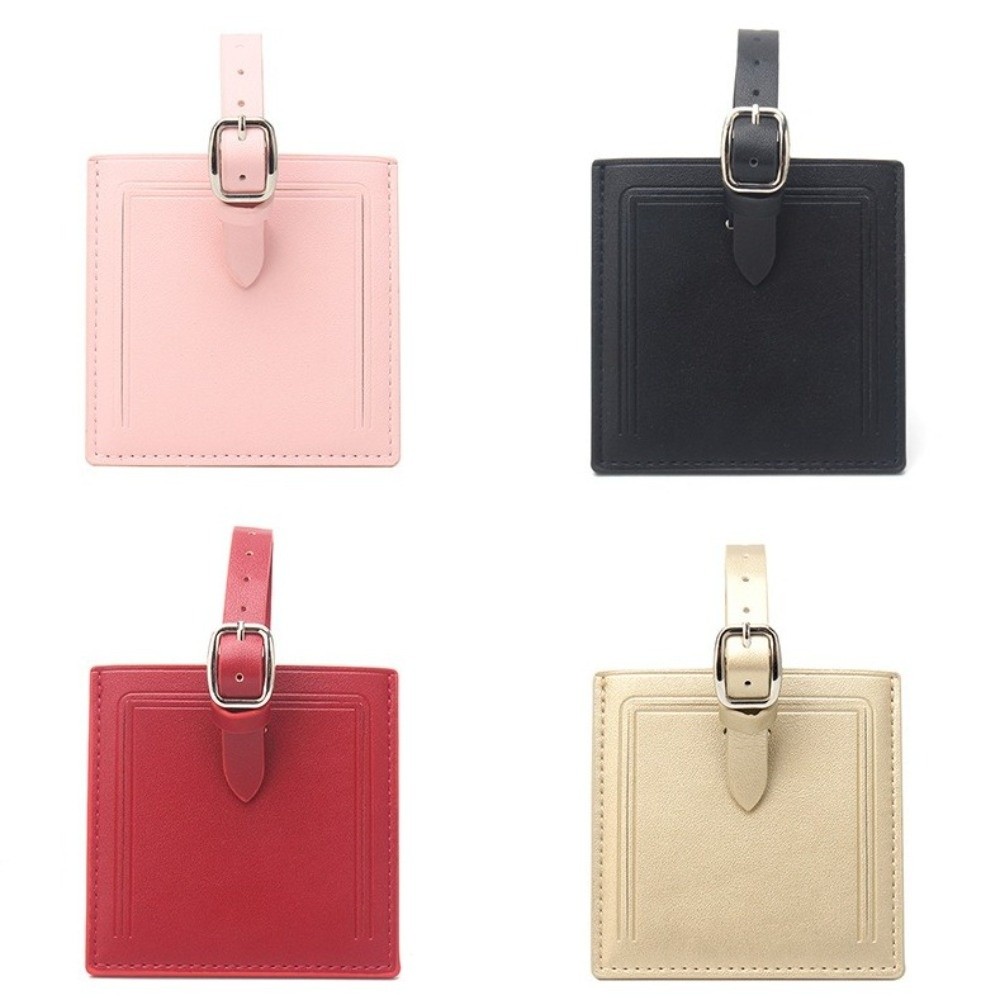正方形の革製荷物ラベル、署名用紙付き旅行スーツケース名札、携 - Women Accessories Name のレビューと価格