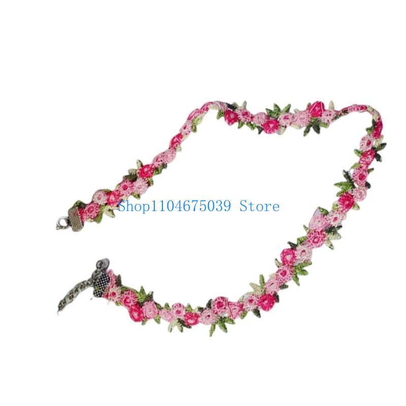 ファッショナブルな刺繍入りフラワーレースチョーカーネックレス - Women Accessories Pk のレビューと価格
