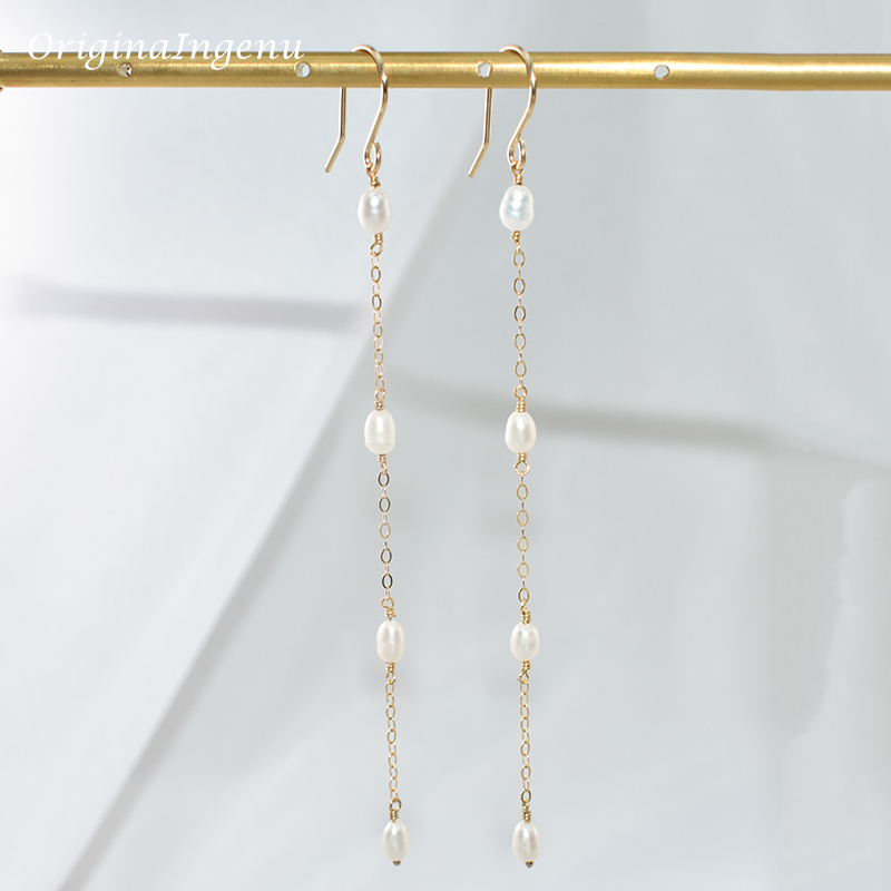 14 18kゴールド充填天然真珠イヤリング手作りジュエリー自 - Tassel Earrings Boho のレビューと価格