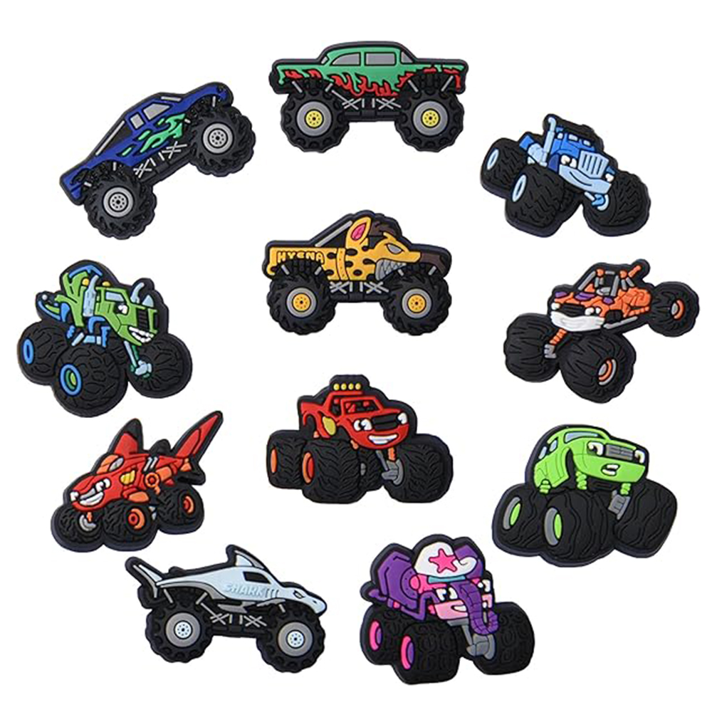 11個の車の漫画の靴チャーム、クロックスチャーム、ジビッツチ - Women'S Accessories For Crocs のレビューと価格