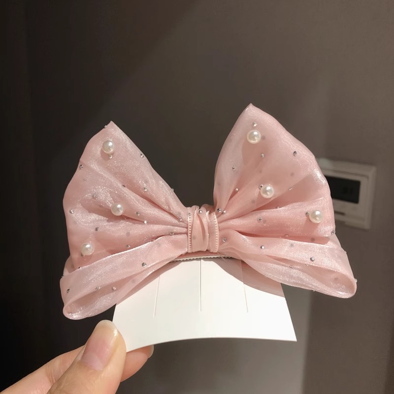 真珠のリボン付きヘアクリップ、メッシュベルベット、パーティー - Accessories Brand For Women のレビューと価格