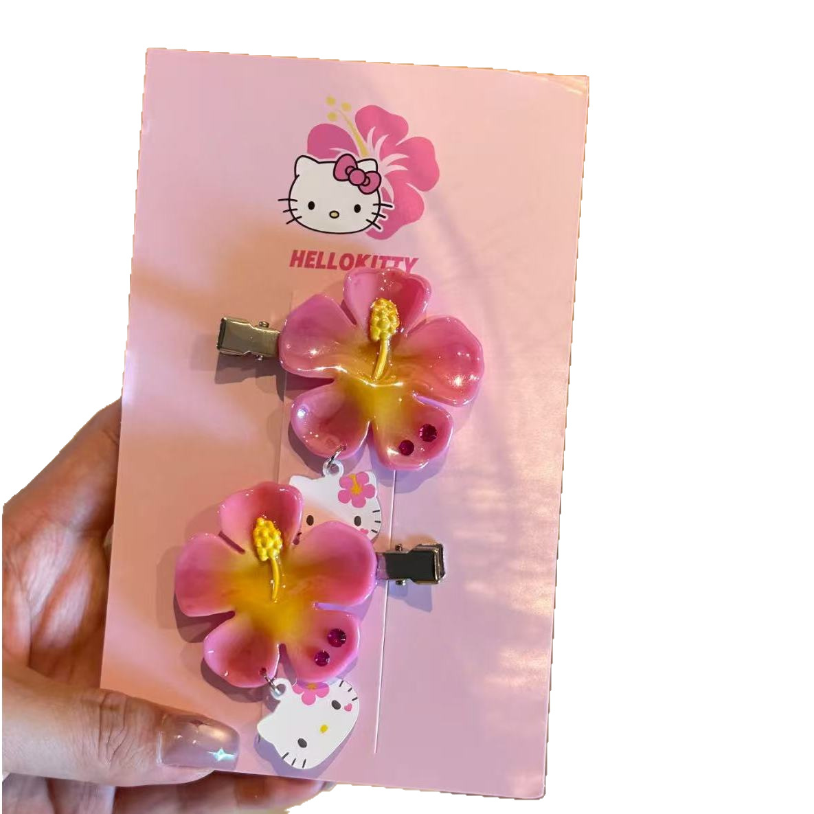 かわいいサンリオハローキティフラワーヘアクリップセットピンク - Women Accessories Kit のレビューと価格