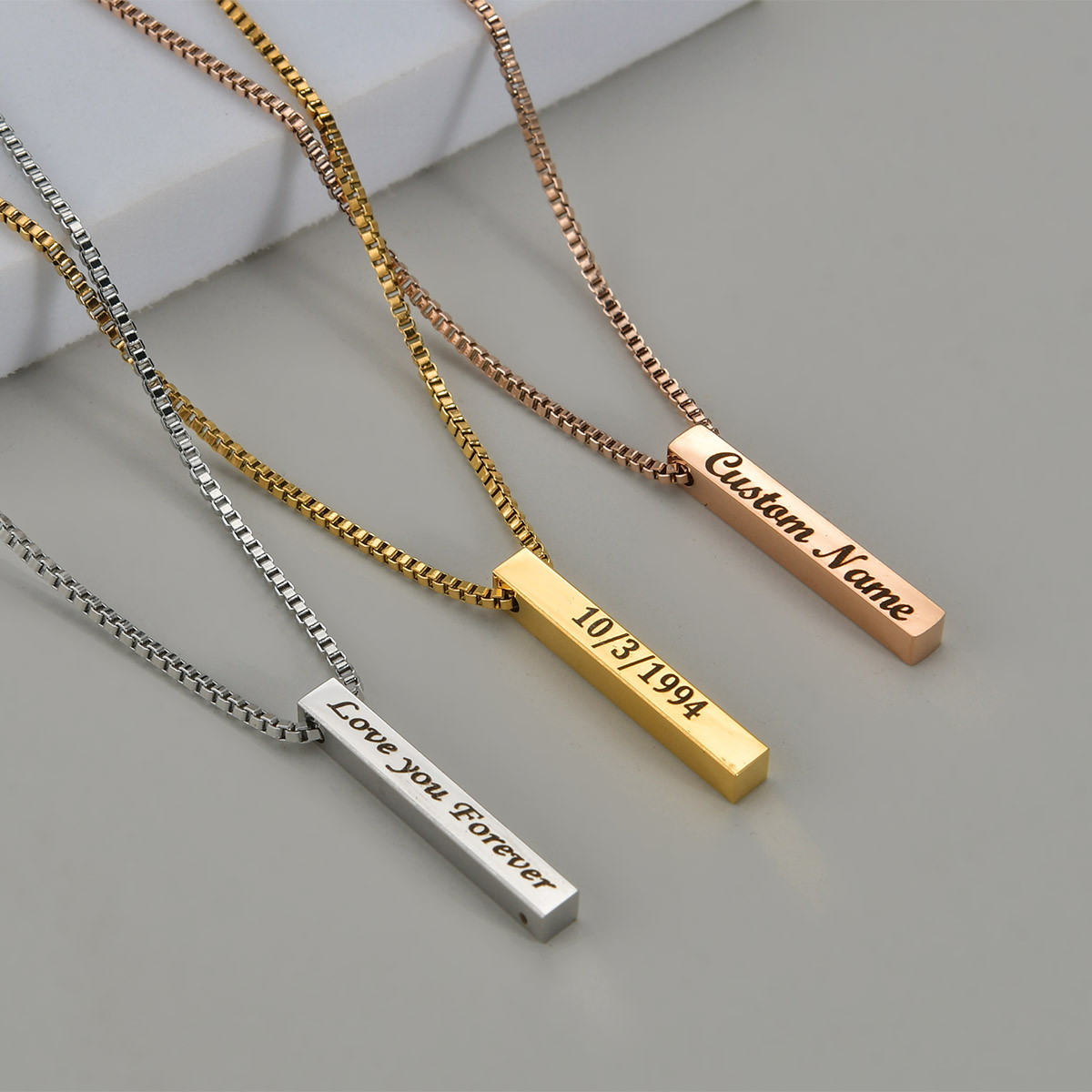 女性と男性のための長方形のペンダント付きネックレス,カスタマ - Women Accessories Gift Box のレビューと価格