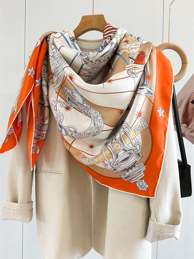 高級ブランドスカーフ大シルクショール手巻きバンダナバッグネッ - Accessories Brand For Women のレビューと価格