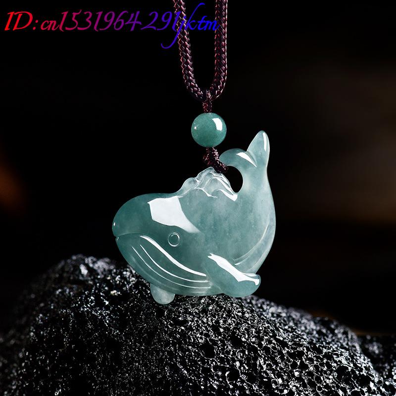 天然ビルマ翡翠クジラペンダントネックレスアクセサリー本物の翡 - Accessories Woman のレビューと価格