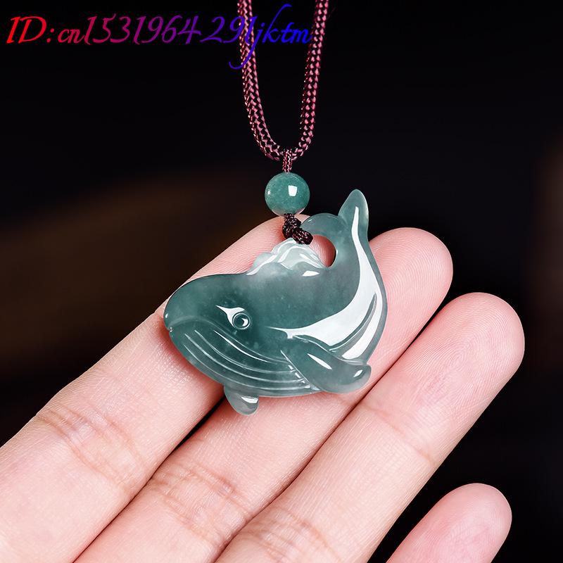 天然ビルマ翡翠クジラペンダントネックレスアクセサリー本物の翡 - Accessories Woman のレビューと価格