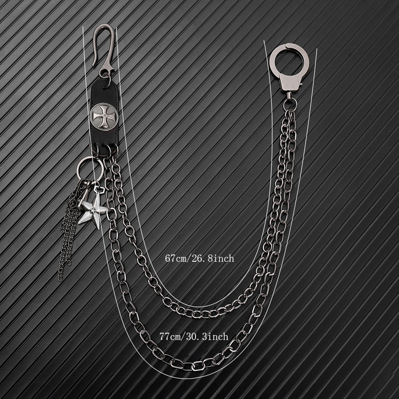 男性と女性のためのパンクスティート牛革キーホルダー,クロスス - Women Accessories Pk のレビューと価格