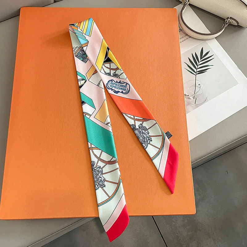 高級ブランドプリントバッグストラップスカーフ女性小さなシルク - Accessories Brand For Women のレビューと価格