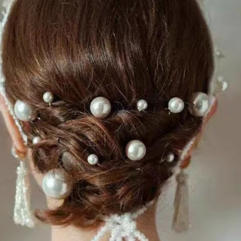 パールクリスタルヘアピンコームセットブライダルウェディングヘ - Women Accessories For Hand のレビューと価格
