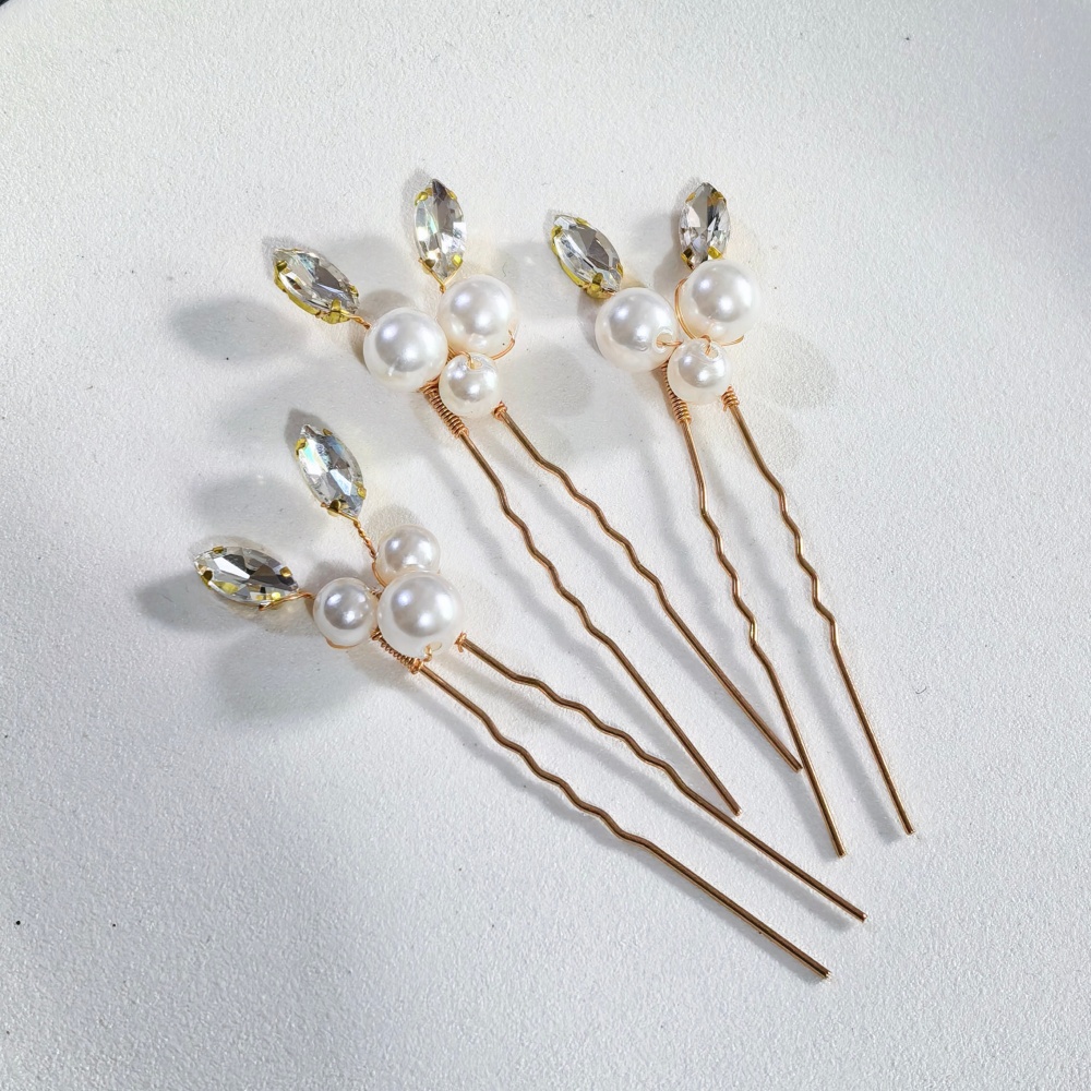 パールクリスタルヘアピンコームセットブライダルウェディングヘ - Women Accessories For Hand のレビューと価格