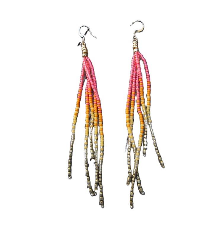 ライスビーズイヤリンググラデーションカラータッセルボヘミア合 - Tassel Earrings Boho のレビューと価格