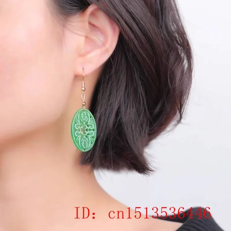 オリジナルナチュラルグリーンヒスイエメラルドバット中空イヤリ - Women Accessories For Hand のレビューと価格
