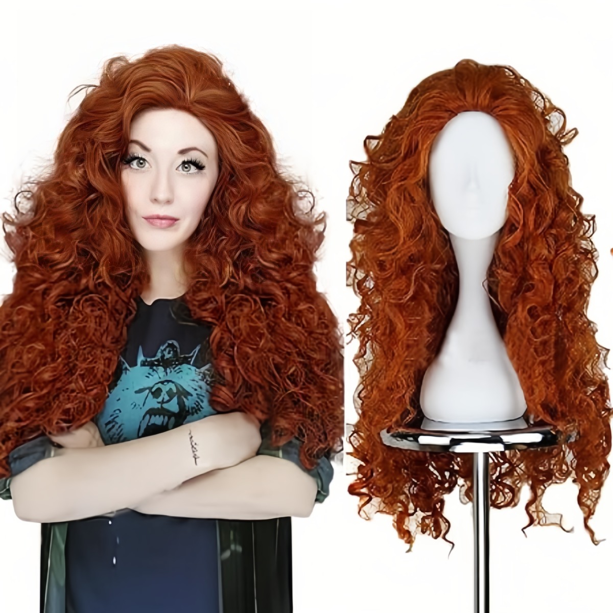 安信ブランド合成繊維ウィッグ：赤褐色、厚く長いウェーブヘアス - Accessories Brand For Women のレビューと価格