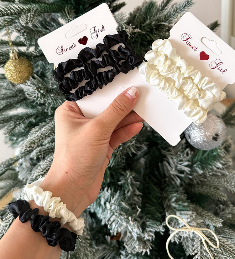 女性用サテンシルクヘアシュシュ,単色,シンプル,伸縮性,ヘア - Accessories Brand For Women のレビューと価格