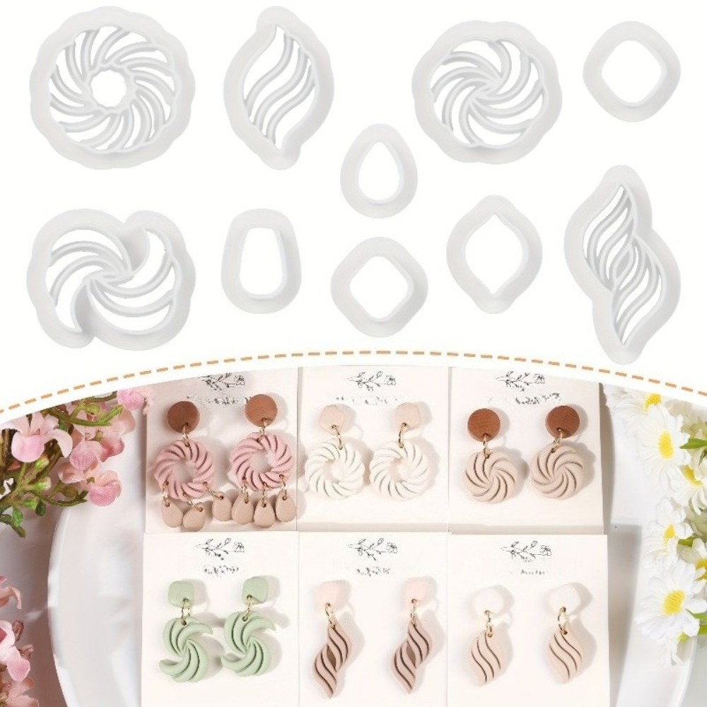 10個入りボヘミアン風スワールポリマークレイイヤリングカッタ - Tassel Earrings Boho のレビューと価格