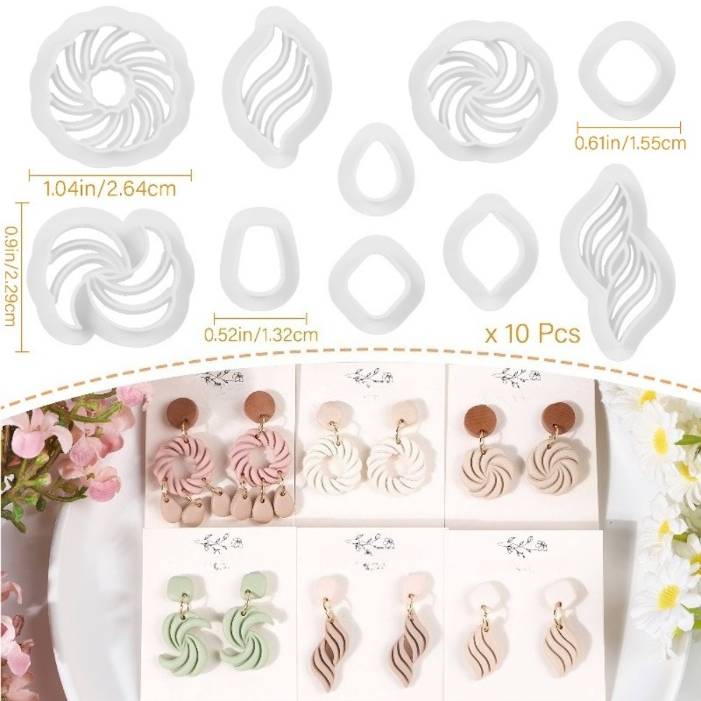 10個入りボヘミアン風スワールポリマークレイイヤリングカッタ - Tassel Earrings Boho のレビューと価格