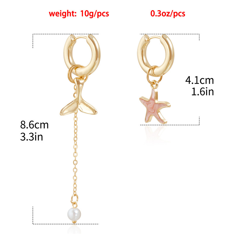 ボヘミアンステンレススチールヒトデチャームフープイヤリング女 - Tassel Earrings Boho のレビューと価格