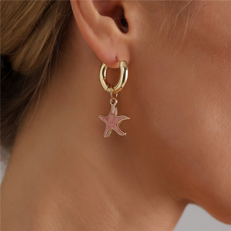 ボヘミアンステンレススチールヒトデチャームフープイヤリング女 - Tassel Earrings Boho のレビューと価格