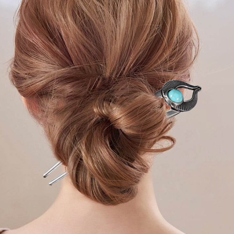 エジプトターコイズ U 字型ヘアフォークヘアピン女性のための - Women Accessories Trending のレビューと価格
