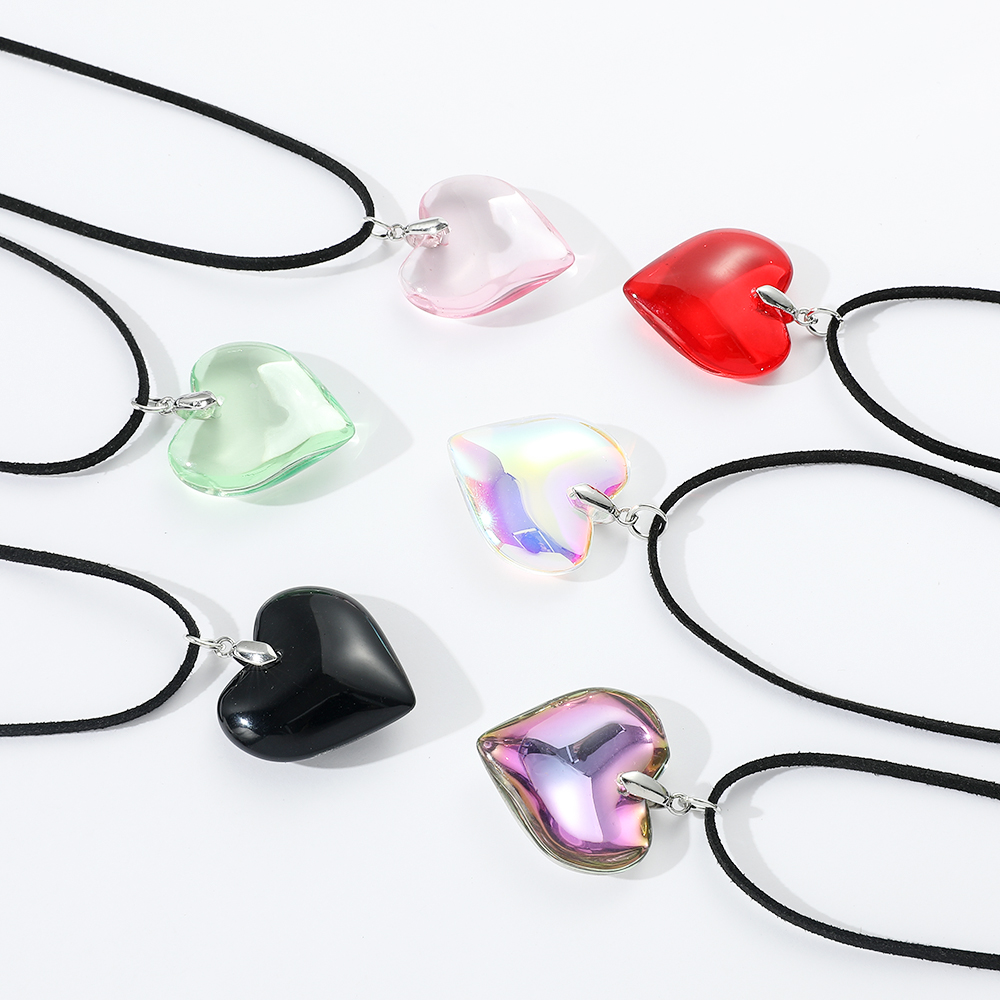 二重層のシンプルな弓型クリスタルハートネックレス、スパイシー - Women Accessories Chain のレビューと価格