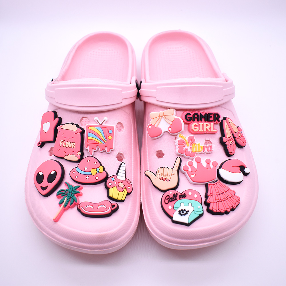 16個のピンクの靴チャーム、クロックスサンダル用、かわいい靴 - Women'S Accessories For Crocs のレビューと価格