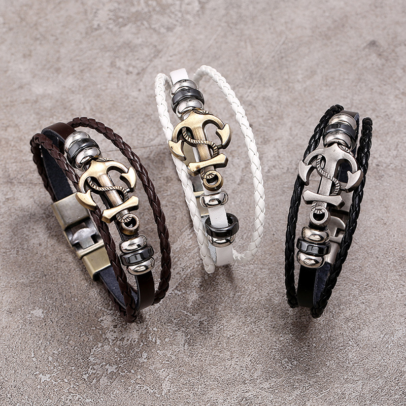男性と女性のためのヴィンテージレザーロープブレスレット,多層 - Women Accessories Pk のレビューと価格