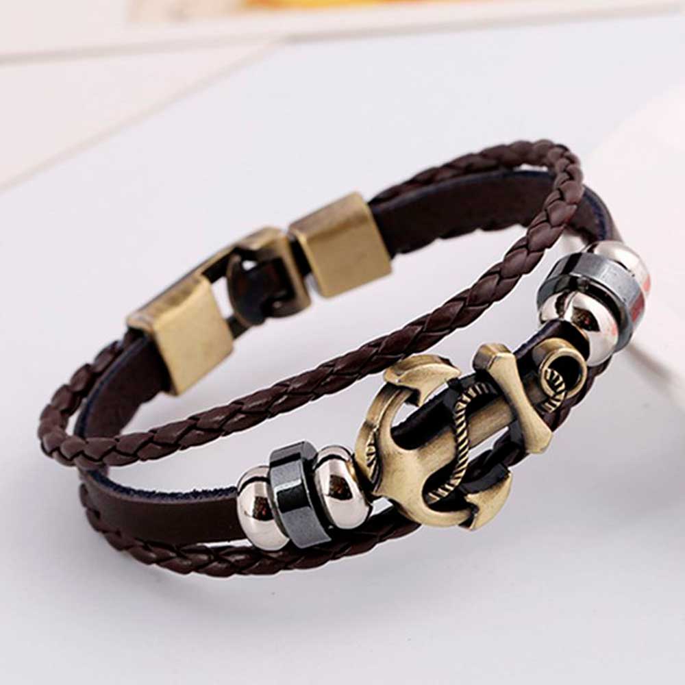 男性と女性のためのヴィンテージレザーロープブレスレット,多層 - Women Accessories Pk のレビューと価格