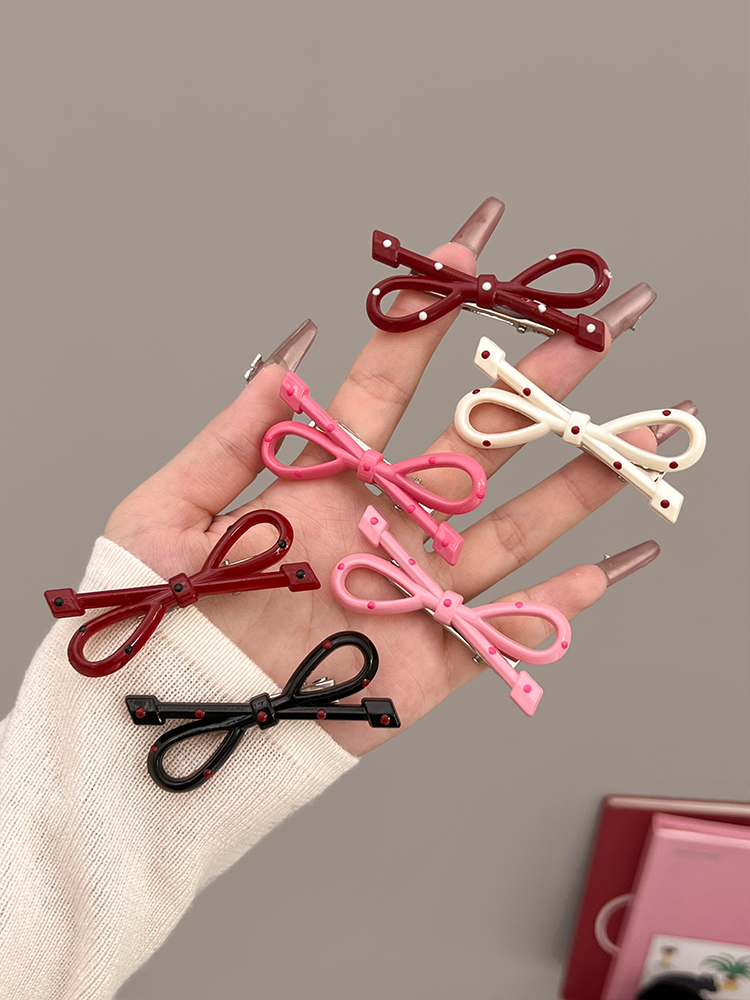 甘いクールな水玉模様の蝶結びヘアクリップ女性サイド前髪カモノ - Accessories Brand For Women のレビューと価格